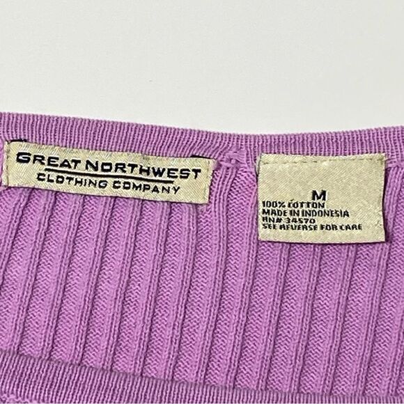 Great Northwest Clothing Company Y2K Ribbed Purple Striped Sweater Tee Size M - Picture 5 of 15